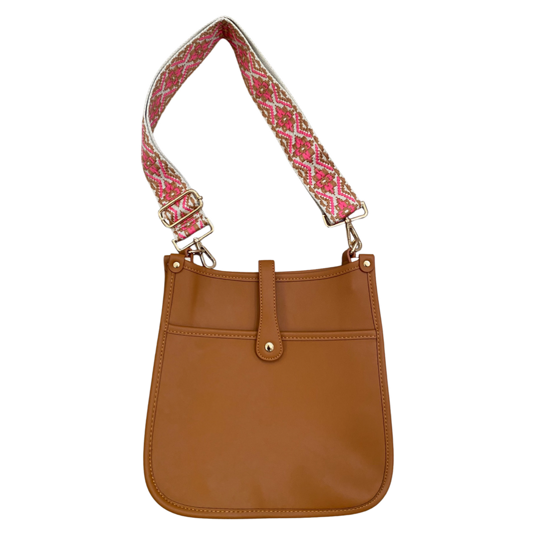 Saddle Messenger Bag w/Pink and Tan Strap
