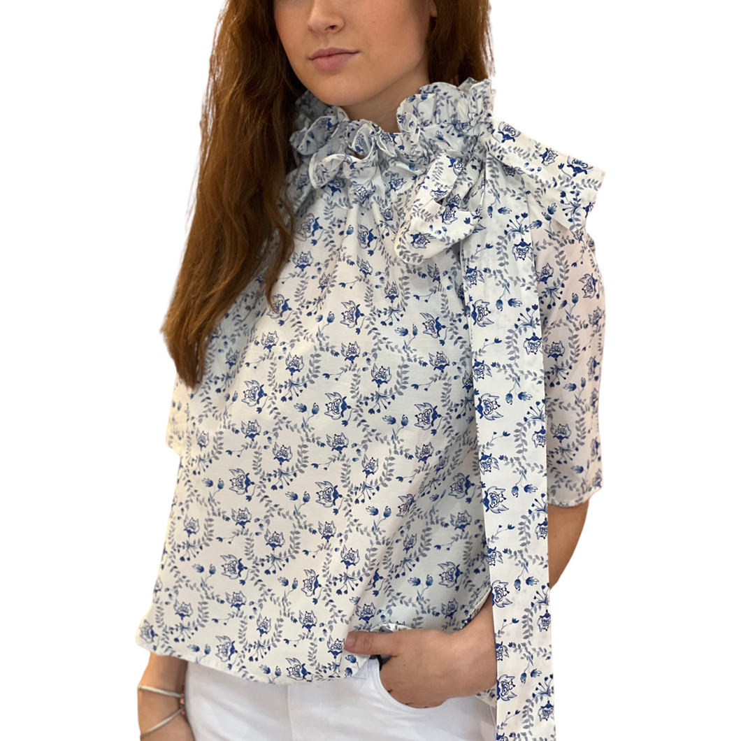 Saint and Sinner Top in Light Blue Floral