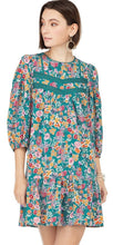 Load image into Gallery viewer, Lace Trim Dress in Teal Floral
