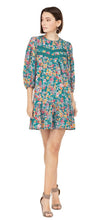 Load image into Gallery viewer, Lace Trim Dress in Teal Floral
