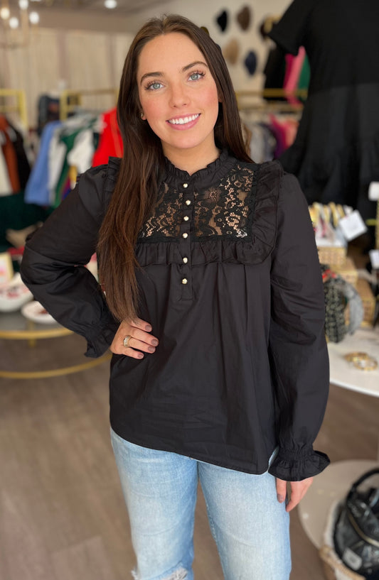 Giata Long Sleeve Top in Black