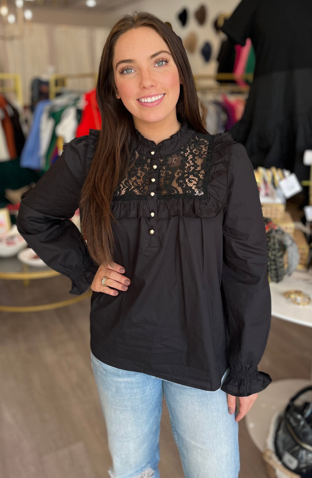 Giata Long Sleeve Top in Black