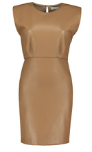 Load image into Gallery viewer, Hayden Vegan Leather Dress in Camel
