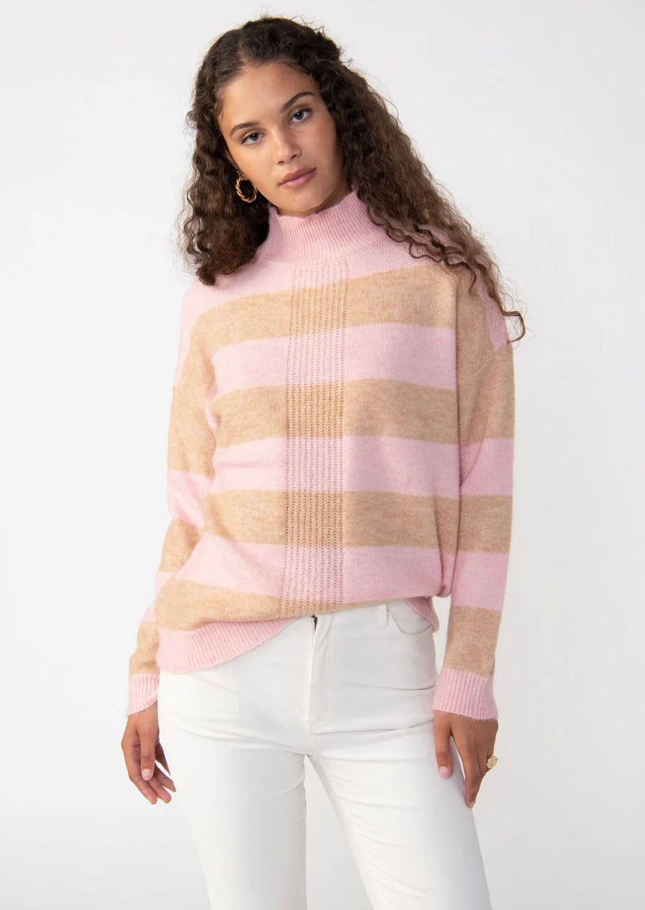 Upstate Sweater Tunic in Rosehip Stripe