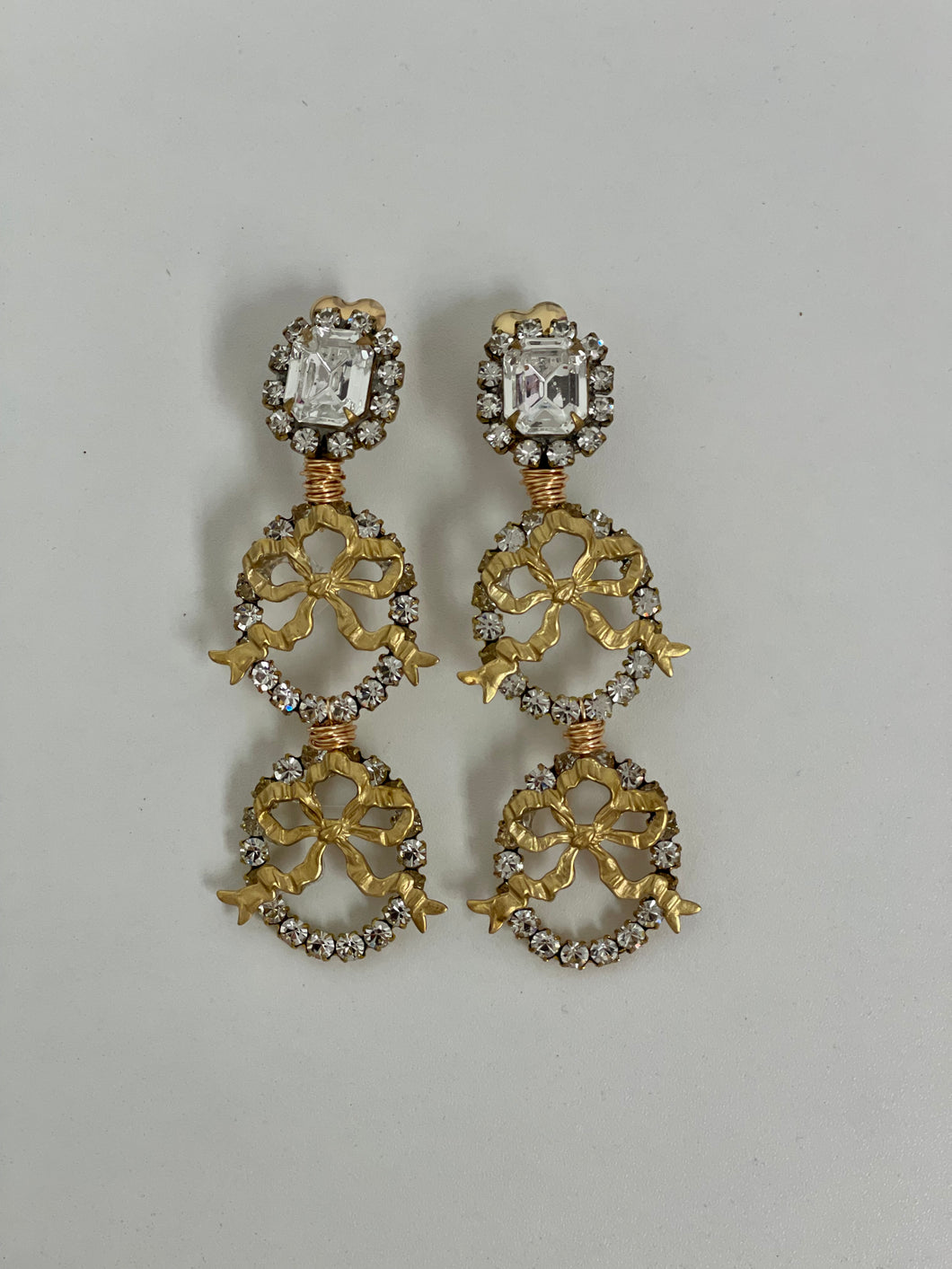 Crystal Double Bow Earring