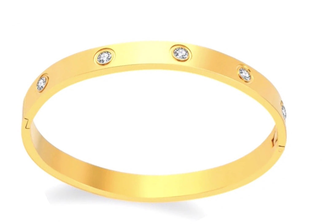 Small Gold Solitaire Bangle