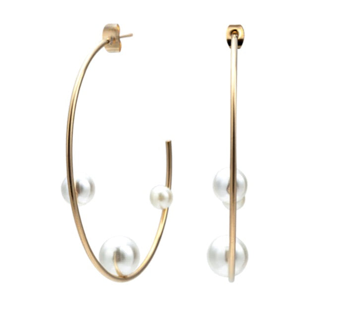 Pearl Inset Hoops