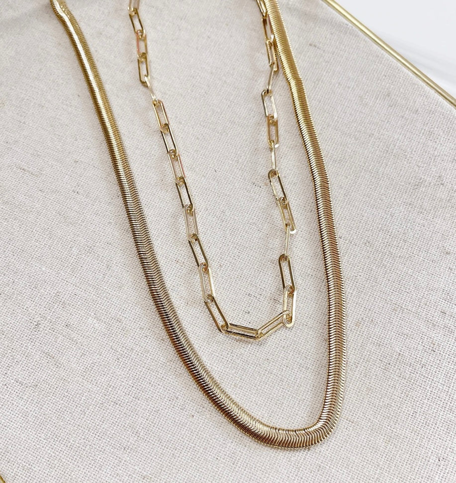 Double Snake Gold Necklace