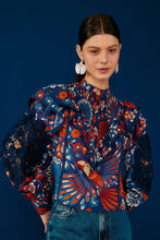 Load image into Gallery viewer, Pineapple Flowers Navy Blouse
