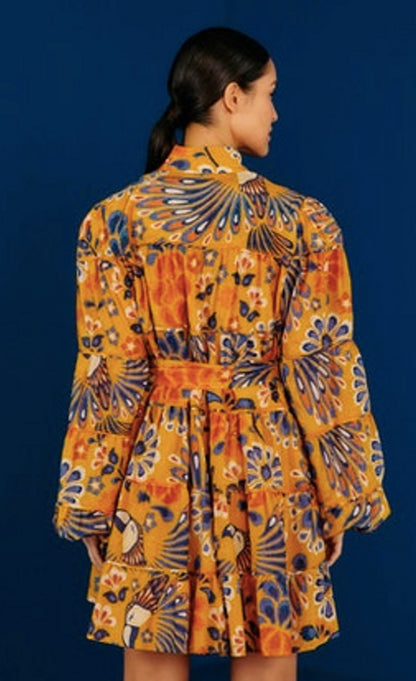 Pineapple Flowers Yellow Mini Dress