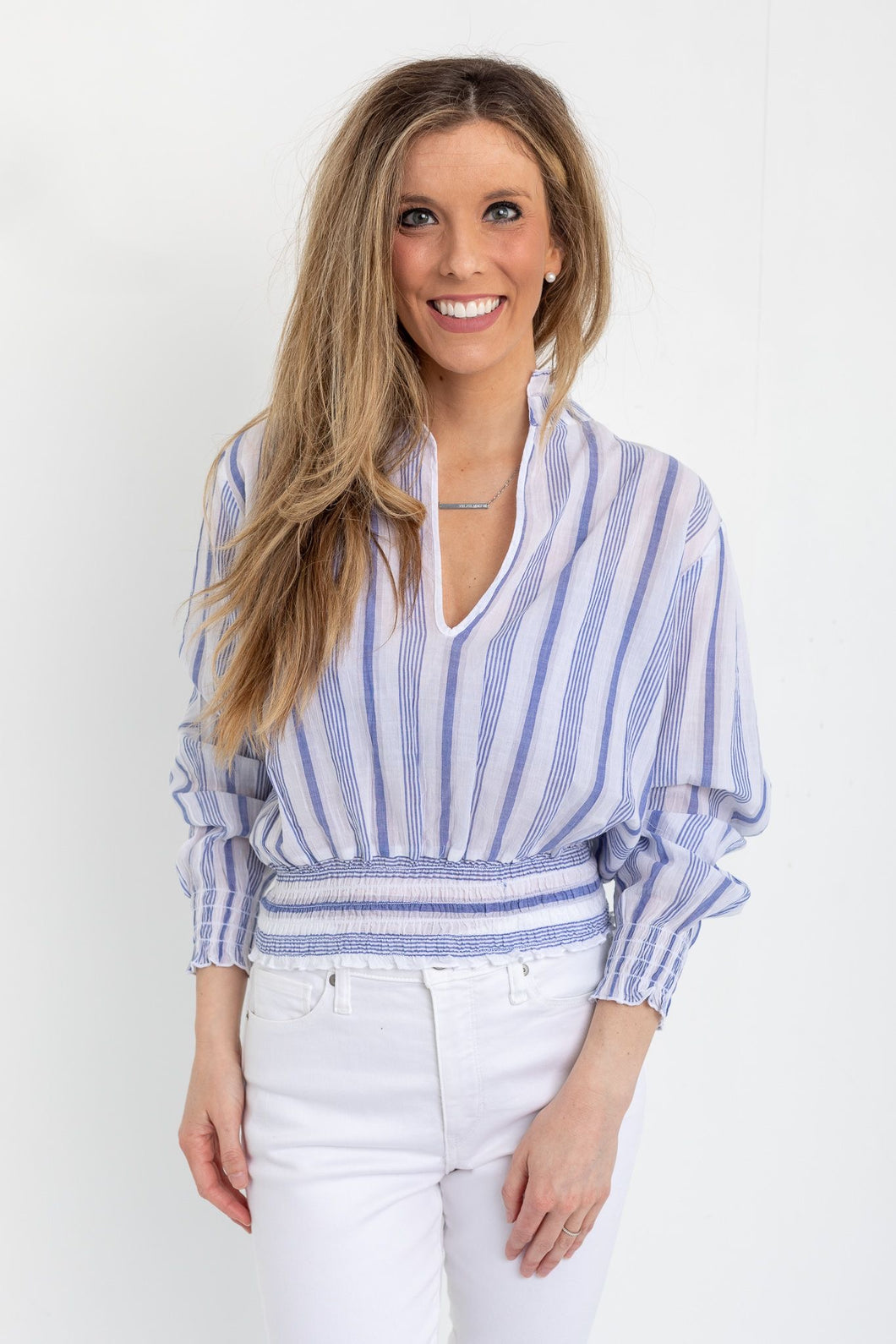 Mozart Top in Blue/White Stripe