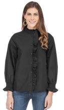 Load image into Gallery viewer, Black Ruffle Blouse
