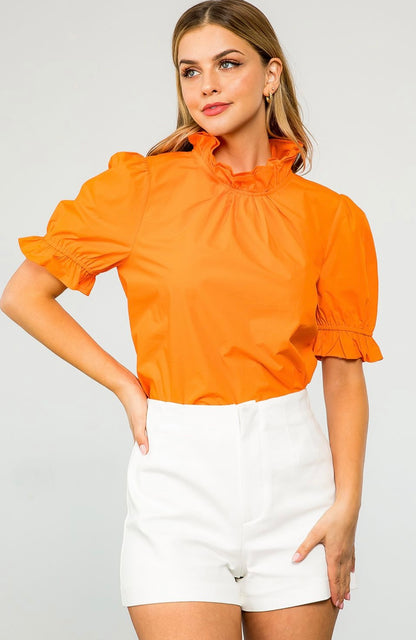 Orange High Neck Blouse