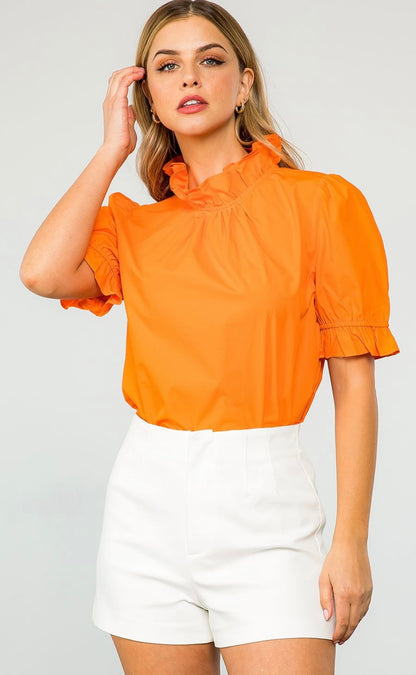 Orange High Neck Blouse