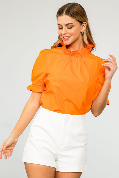 Orange High Neck Blouse