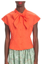 Load image into Gallery viewer, Breonna Tie Front Blouse in Orange Red
