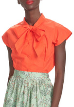 Load image into Gallery viewer, Breonna Tie Front Blouse in Orange Red
