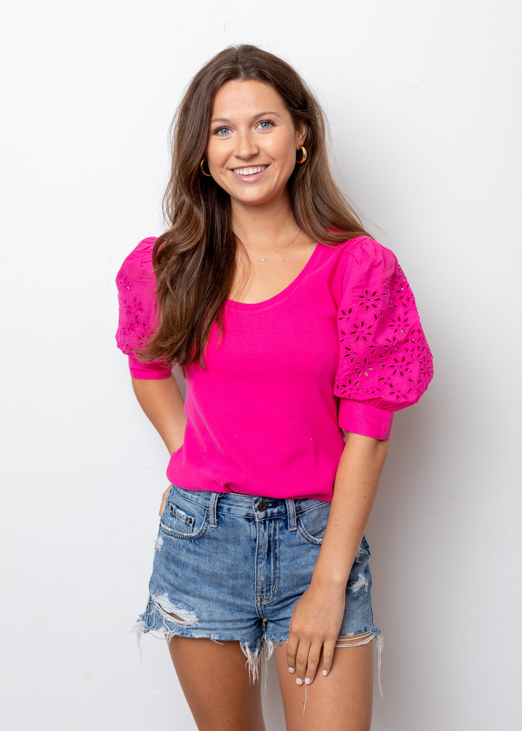 Hot Pink Embroidered Top