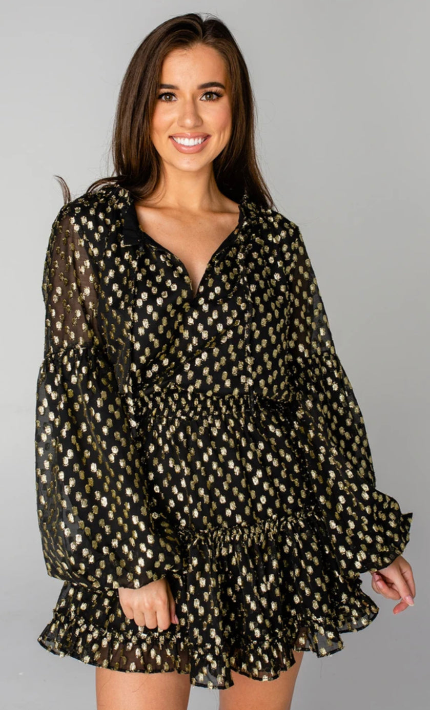 Black/Gold Mini Dress