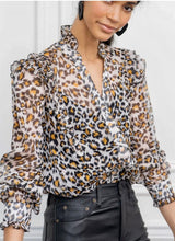 Load image into Gallery viewer, Ruffle Leopard Blouse
