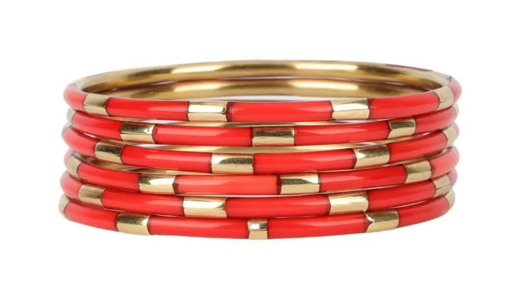 Veda Bracelet Set in Red/Gold