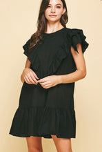 Load image into Gallery viewer, Black Ruffle Mini Dress
