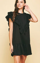 Load image into Gallery viewer, Black Ruffle Mini Dress
