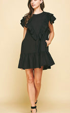 Load image into Gallery viewer, Black Ruffle Mini Dress
