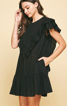 Load image into Gallery viewer, Black Ruffle Mini Dress
