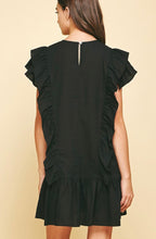 Load image into Gallery viewer, Black Ruffle Mini Dress
