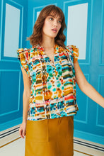 Load image into Gallery viewer, V Neck Ruffle Sleeve Blouse in Autumn Glass
