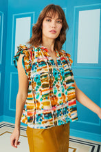 Load image into Gallery viewer, V Neck Ruffle Sleeve Blouse in Autumn Glass
