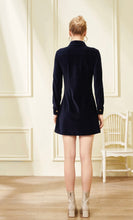 Load image into Gallery viewer, Navy Chord Button Front Dress
