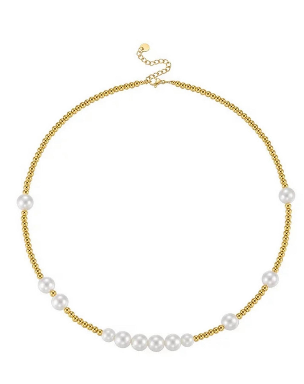 Gold Beaded Pearl Necklace