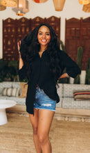 Load image into Gallery viewer, Black Oversized Gauze Coverup/Top
