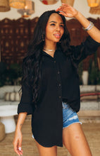 Load image into Gallery viewer, Black Oversized Gauze Coverup/Top
