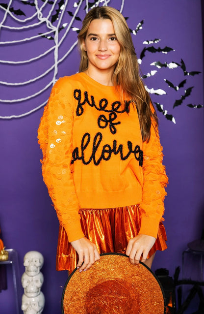 Queen of Halloween Script Sweater