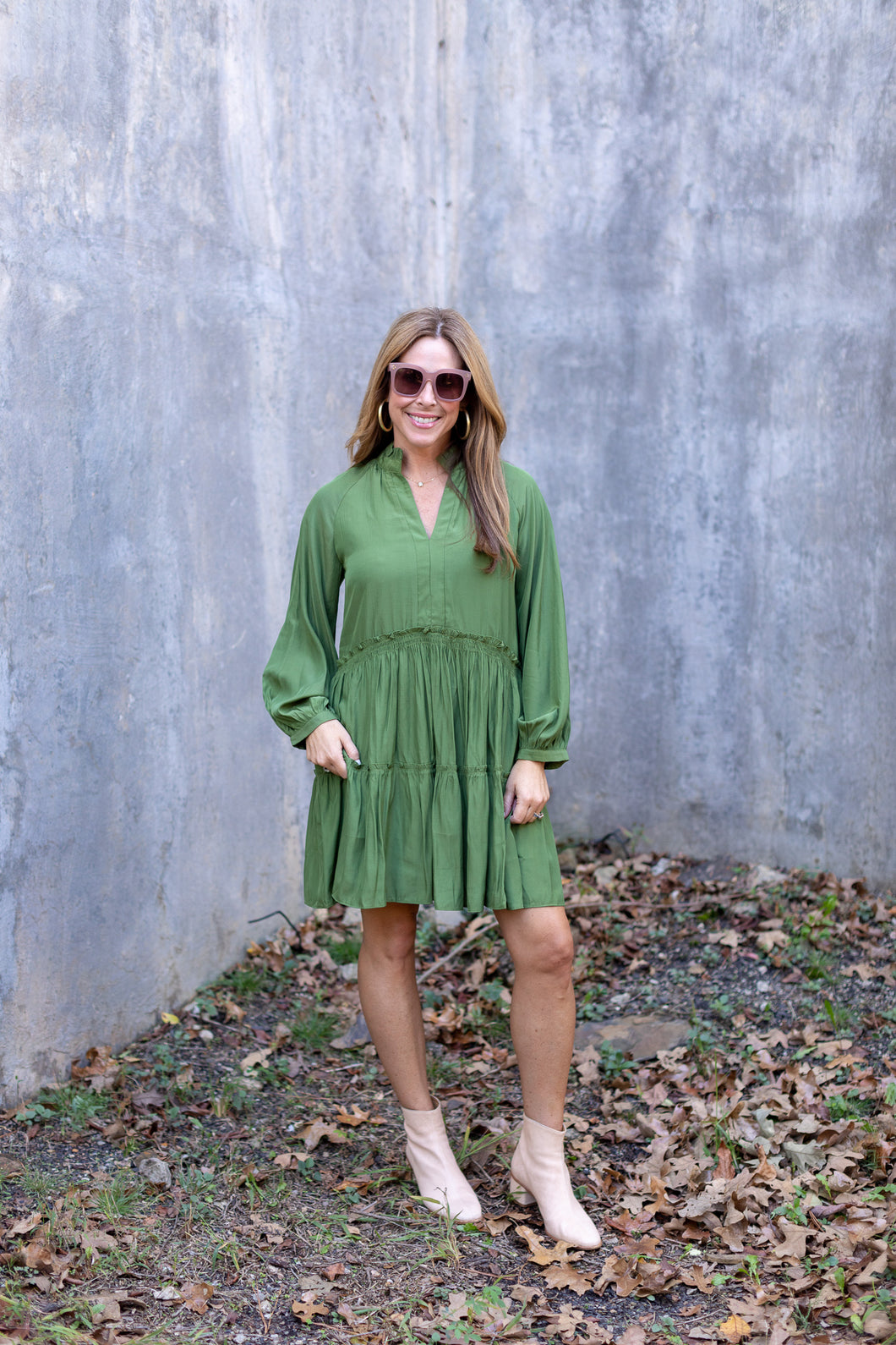 Olive Tiered Mini Dress