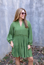 Load image into Gallery viewer, Olive Tiered Mini Dress
