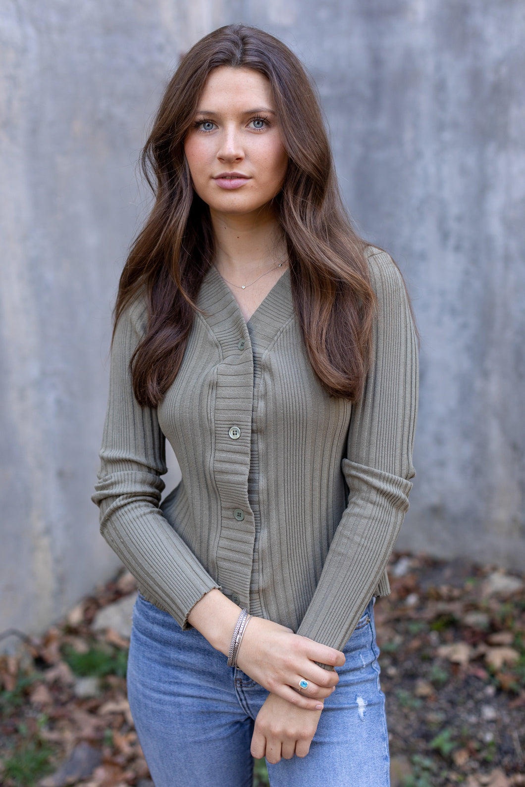 Clay Ribbed Cardigan