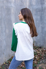 Load image into Gallery viewer, Green/White Ruffle Sweater
