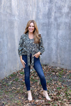 Load image into Gallery viewer, Tie Front Blouse in Snake Print

