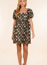 Load image into Gallery viewer, Black Floral Square Neck Mini Dress

