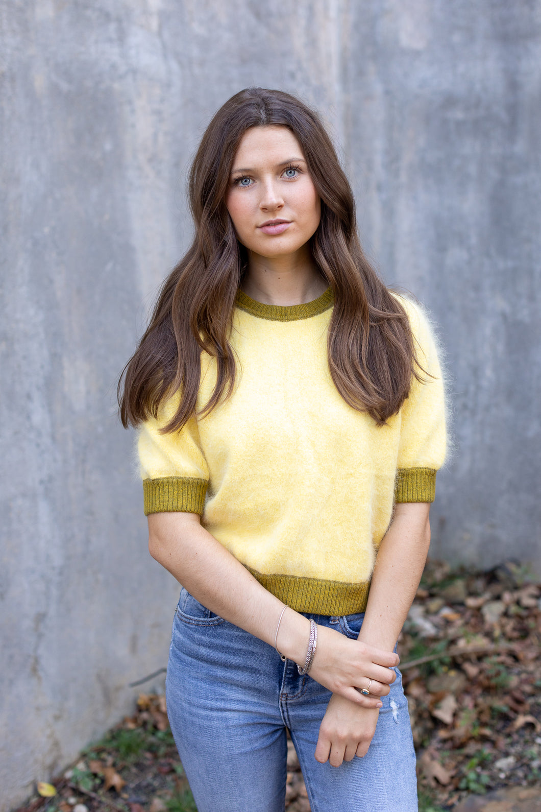 Lemon SS Sweater w/Trim