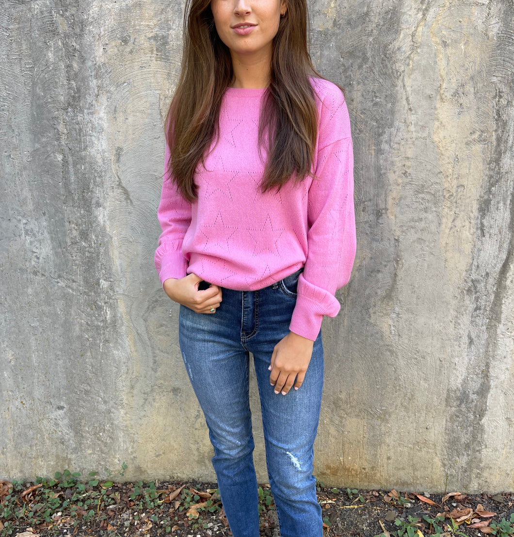 Hot Pink Crew Neck w/Stars