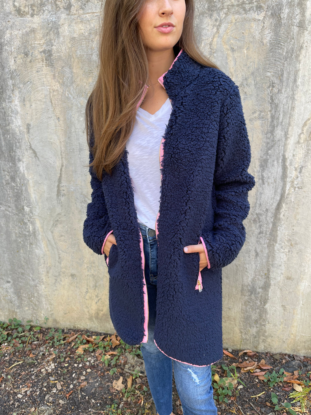 Navy Zip Front Jacket
