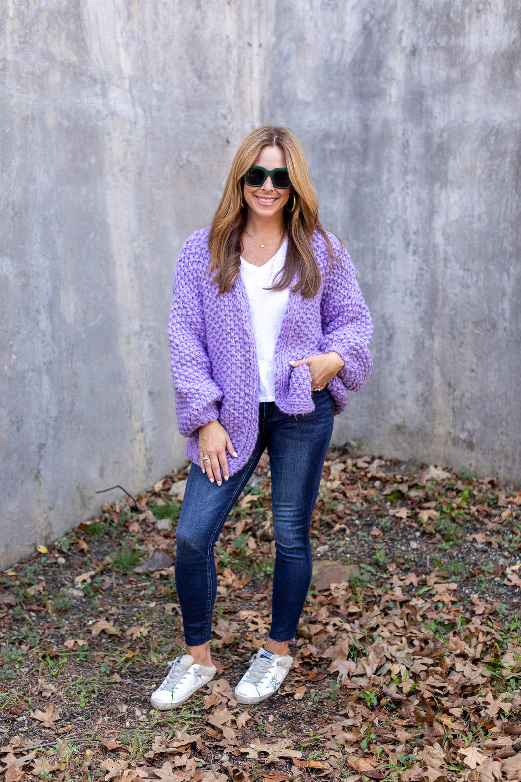 Lilac Cable Cardigan