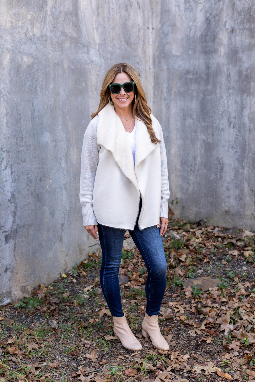 Open Front Jacket in Cream
