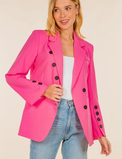 Pink Notched Collar Blazer
