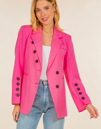 Pink Notched Collar Blazer